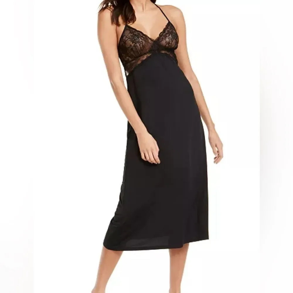 Lace Long Nightgown Black Medium Stretchy Material Medium Weight - Picture 2 of 10